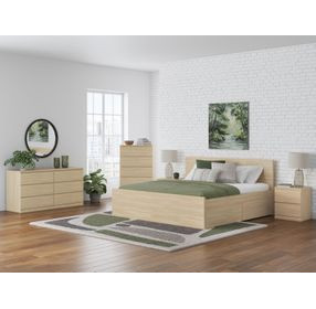 Onita Natural Panel Storage Platform Bedroom Set with 4 Drawers