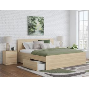 Onita Natural King Panel Platform Storage Bed with 2 Drawers