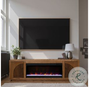 Eclipse Bourbon And Walnut 82" Fireplace TV Stand