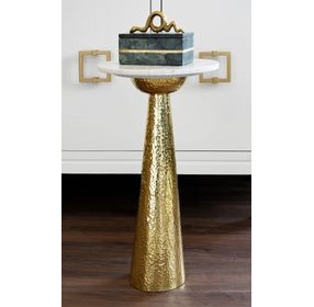 Cynthia Gold and White Round Marble Top Side Table