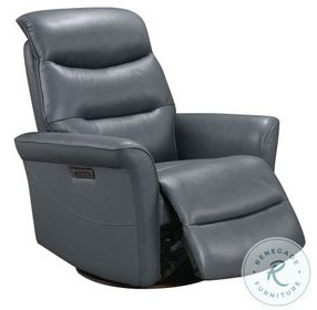 Hollister Gray Leather Swivel Glider Power Recliner