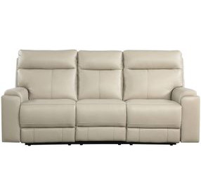 Bryant Taupe Leather Lay Flat Power Reclining Living Room Set with USB Charging