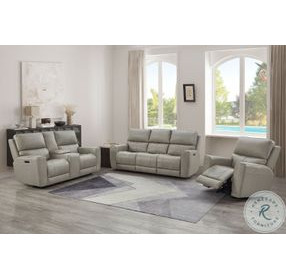 Lioran Cement Leather Power Reclining Living Room Set with Power Headrest