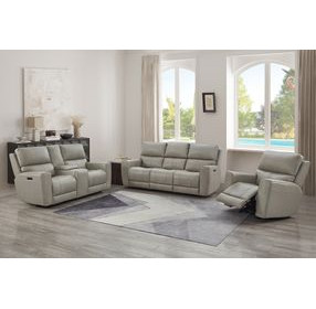 Lioran Cement Leather 77" Zero Gravity Power Reclining Console Loveseat with Power Headrest and USB Charging