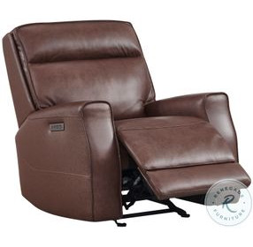 Sylvenne Brown Heritage Leather Glider Power Recliner with Power Headrest