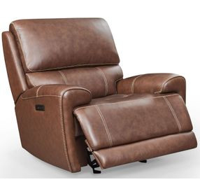 Highland Brown Coffee Leather Glider Power Recliner with Power Headrest