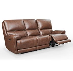 Highland Brown Coffee Leather 90" Zero Gravity Power Reclining Sofa with Power Headrest and USB Charging