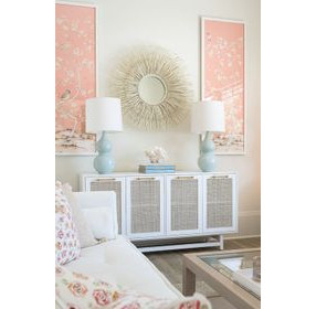 Macon Matte White and Gold Lacquer 4 Door Cabinet