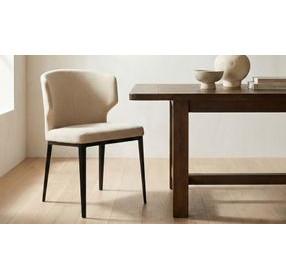 Delaney Warm Beige Performance Fabric Upholstered Dining Chair Set of 2