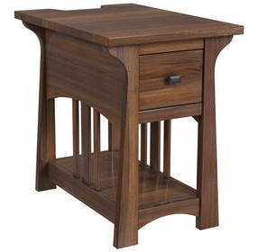 Eldora Saddle Brown Rectangular Chairside Table with USB Charging