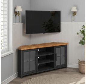 Essex Black and Whiskey 67" Corner TV Stand