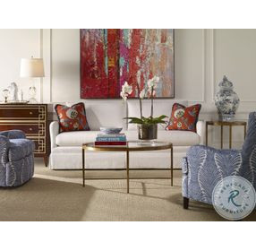 Logan Glass And Warm Gold Leaf Brass Round Chairside Table