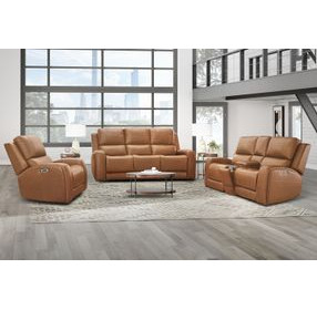 Belmont Lyric Caramel Leather Zero Gravity Power Recliner with USB Charging