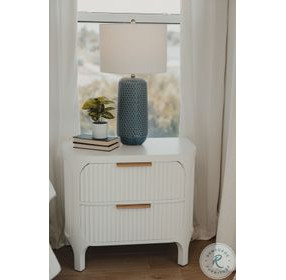Harbor Point Reed Timeless Clean White 2 Drawer Nightstand with USB Charging