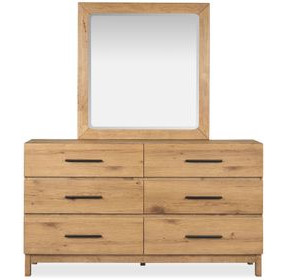 Davenport Rustic Caramel 6 Drawer Dresser with Square Mirror
