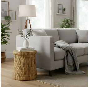 Palmera Natural Round Drum End Table