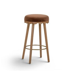 Oodle Bronze and Light Walnut Performance Vegan Mohair Upholstered Bar Stool