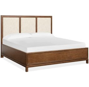 Ridgefield Russet and Cream King Upholstered Panel Bed