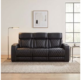 Fairway Black Double Power Reclining Sofa