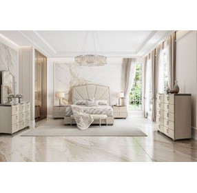 Fantosini Silver Mist and Cappuccino Upholstered Panel Bedroom Set