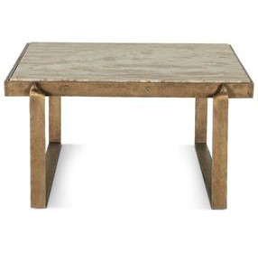 Rhodes Antique Brass and Marble Top Square Occasional Table Set