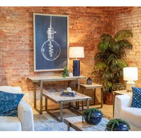 Rhodes Antique Brass and Marble Top Rectangular Console Table