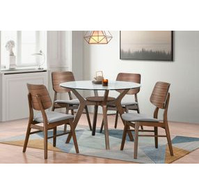 Oscar Walnut Round Glass Dining Room Set