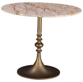 Bordeaux Retro Impulse and Antique Gold 36" Round Marble Top Bistro Table