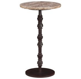 Rochester Light Emperador and Natural Round Marble Top Side Table