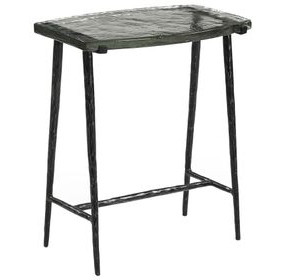 Calloway Black Rectangular Glass Top Side Table