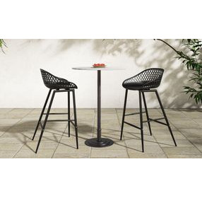 Tori White and Brown Outdoor 30" Round Marble Top Counter Height Dining Table