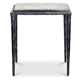 Mari Clear and Black Square Glass Top Side Table