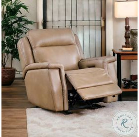 FinesseCraft Saddle Leather Glider Power Recliner with Power Headrest and USB Charging