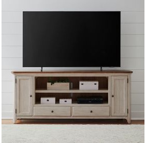 FIRE-652-TV80FTS Antique White and Chestnut 80" TV Stand