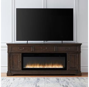 FIRE-BOX-512-84FTS Satin Cherry 84" TV Stand with Fireplace