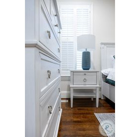 Coastal Point Fresh White and Soft Grey Glaze 1 Drawer Open Nightstand with USB Charging