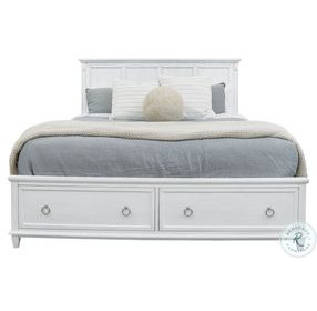 Coastal Point Fresh White and Soft Grey Glaze Storage Bedroom Set