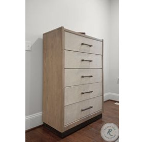 Vista Verde Muted Earth Tones and Clay Woven 5 Drawer Chest