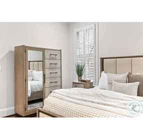 Vista Verde Muted Earth Tones and Clay Woven 1 Mirrored Door Chest