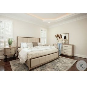 Vista Verde Muted Earth Tones and Clay Performance Fabric King Upholstered Bed