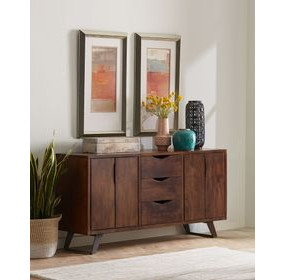 Nottingham Walnut and Antique Zinc 4 Door Sideboard