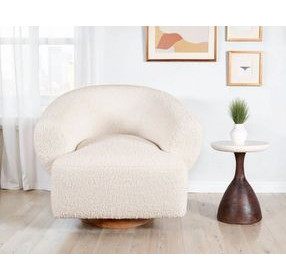 Florence Cream Boucle Fabric Swivel Accent Chair