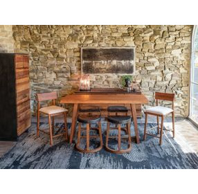 Hampton Walnut and Gray Upholstered Short Back Counter Height Stool