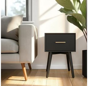 Flynn Black Rectangular End Table