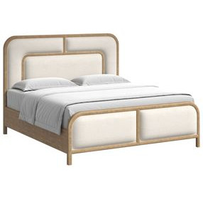 Verge Cream and Brown Queen Upholstered Panel Bed