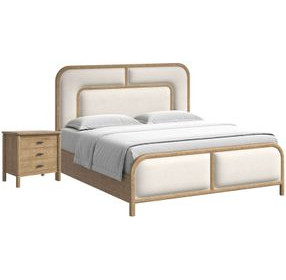 Verge Cream and Brown Queen Upholstered Panel Bedroom Set