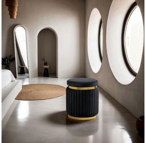 Dottie Black Upholstered Stool