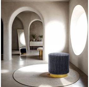 Yolanda Dark Gray Upholstered Stool