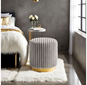 Yolanda Gray Upholstered Stool