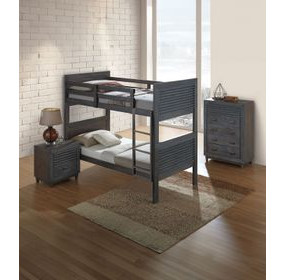 Witham Charcoal Brown Twin Over Twin Bunk Bed
